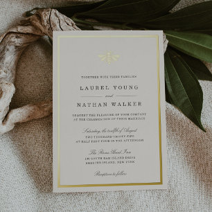 Invitation En Aluminium Mariage de l'Abeille Dorée