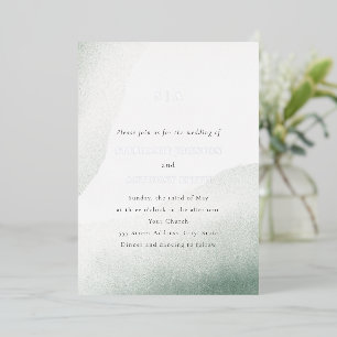 Invitation En Aluminium Mariage de lavage monogramme Sage vert Aquarelle