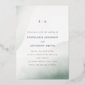 Invitation En Aluminium Mariage de lavage monogramme Sage vert Aquarelle (Recto)