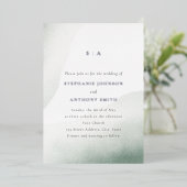 Invitation En Aluminium Mariage de lavage monogramme Sage vert Aquarelle (Debout devant)