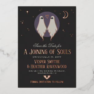 Invitation En Aluminium Mariage de Lesbiennes Fantômes des Âmes Sœurs Save