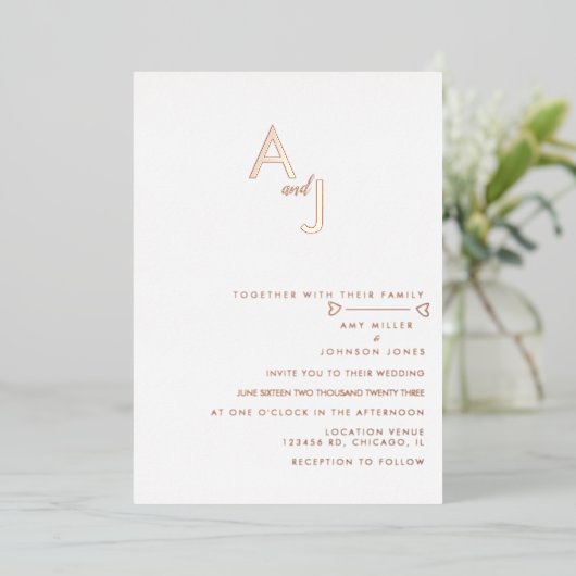 Invitation En Aluminium Mariage de ligne cardiaque moderne Pressing Foil I (Debout devant)