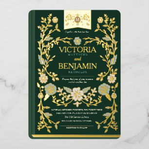 Invitation En Aluminium Mariage de livres vintage