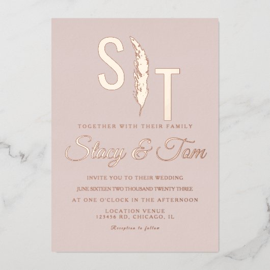 Invitation En Aluminium Mariage de logo Pampas Pressé (Recto)