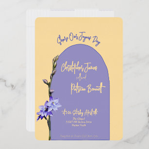 Invitation En Aluminium Mariage de l'Orchidée Solaire Jaune Beurre et Lila