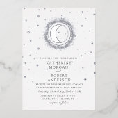 Invitation En Aluminium Mariage de lune des étoiles célestes de minuit (Recto)