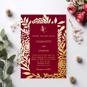 Invitation En Aluminium Mariage de luxe avec monogramme botanique or de Bo