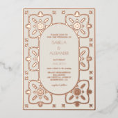 Invitation En Aluminium Mariage de luxe en carrelage méditerranéen Rose or (Recto)