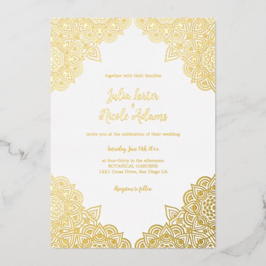 Invitation En Aluminium Mariage de luxe géométrique (Recto)