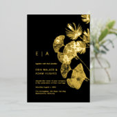 Invitation En Aluminium Mariage de luxe Gingko Leaf Real Gold (Debout devant)