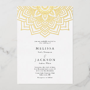 Invitation En Aluminium Mariage de mandala en or blanc Delicate
