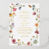 Invitation En Aluminium Mariage de mariage Gold Foil Fleur sauvage Garden (Recto)