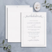 Invitation En Aluminium Mariage de monogramme de bordure florale argent
