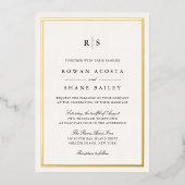 Invitation En Aluminium Mariage de monogramme de bordure noir et écru clas (Recto)