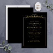 Invitation En Aluminium Mariage de monogramme de bordure noire or