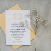 Invitation En Aluminium Mariage de monogramme de couronne Black Gold Laure