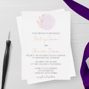 Invitation En Aluminium Mariage de monogramme de lavande