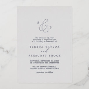 Invitation En Aluminium Mariage de monogramme officiel en gris argenté