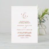 Invitation En Aluminium Mariage de monogramme officiel Rose Delicy Gold Fo (Debout devant)