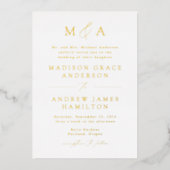 Invitation En Aluminium Mariage de Monogramme Or Elegance Moderne (Recto)