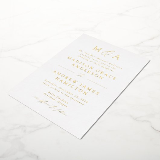 Invitation En Aluminium Mariage de Monogramme Or Elegance Moderne (Rotation)
