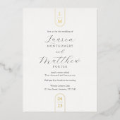 Invitation En Aluminium Mariage de monogramme simple or moderne (Recto)