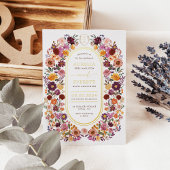 Invitation En Aluminium Mariage de monographie de Fleur sauvage d'automne 