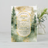 Invitation En Aluminium Mariage de monographie de la forêt de pins d'hiver (Debout devant)