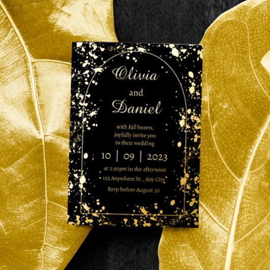 Invitation En Aluminium Mariage de nuit Black Starry