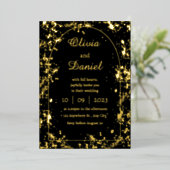 Invitation En Aluminium Mariage de nuit Black Starry (Debout devant)