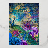 Invitation En Aluminium Mariage de paon indien bleu violet de minuit (Verso)