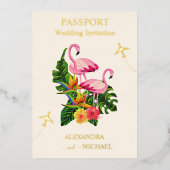 Invitation En Aluminium Mariage de passeport de destination Black et Gold (Recto)