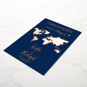 Invitation En Aluminium Mariage de passeport Destination Gold Foil World C (Rotation)