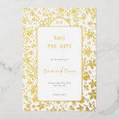 Invitation En Aluminium Mariage de petites fleurs Enregistrer la date (Recto)