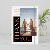 Invitation En Aluminium Mariage de photo noir blanc Merci Rose (Debout devant)