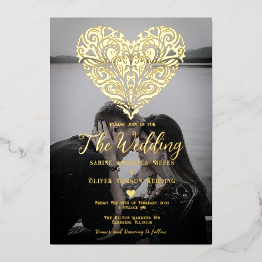 Invitation En Aluminium Mariage de photo romantique moderne (Recto)