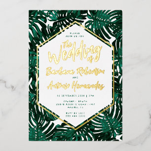 Invitation En Aluminium Mariage de plage aux feuilles de palmier vert trop