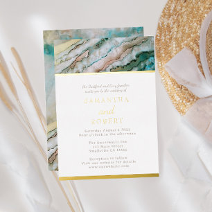 Invitation En Aluminium Mariage de plage élégant en turquoise et bois flot