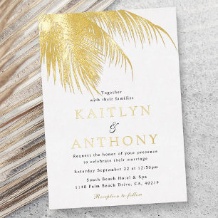 Invitation En Aluminium Mariage de plage élégant sous les palmiers tropica