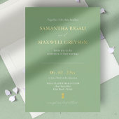Invitation En Aluminium Mariage de plage nautique simple Sage Green