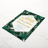 Invitation En Aluminium Mariage de plage Tropical Green Palm Feuille (Rotation)