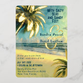 Invitation En Aluminium Mariage de plage tropicale hawaïenne de palmier cô (Recto)