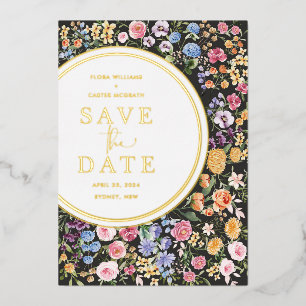 Invitation En Aluminium Mariage de printemps coloré avec des fleurs sauvag