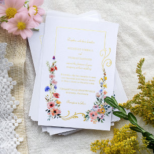 Invitation En Aluminium Mariage de printemps-été à l'aquarelle avec fleurs