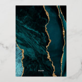 Invitation En Aluminium Mariage de script Agate Turquoise Blue Gold (Verso)