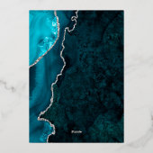 Invitation En Aluminium Mariage de script Agate Turquoise Blue Silver (Verso)
