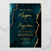 Invitation En Aluminium Mariage de script bleu Turquoise moderne (Recto)