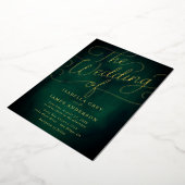 Invitation En Aluminium Mariage de script de calligraphie Emerald Gold (Rotation)