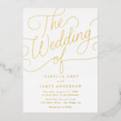 Invitation En Aluminium Mariage de script de calligraphie or (Recto)