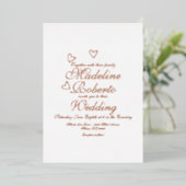 Invitation En Aluminium Mariage de script de coeur en pression (Debout devant)